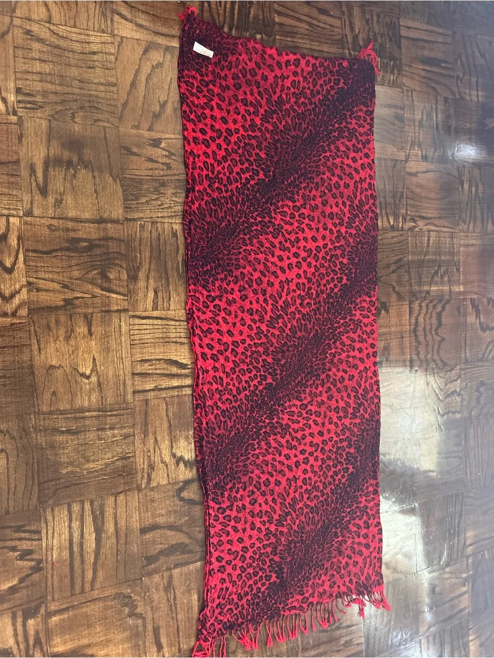 Red Leopard Print Pashmina Scarf